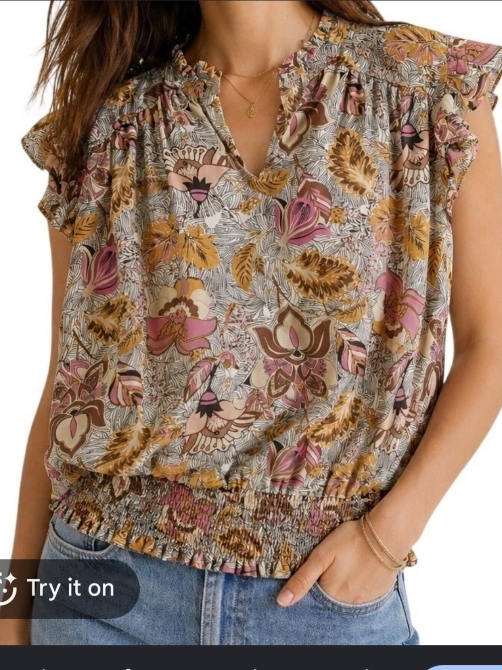 Rachel Zoe Womens Boho Floral Print Ruffle Blouse Large L